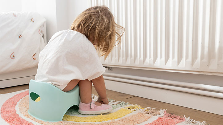 3-day potty training, little girl on the potty